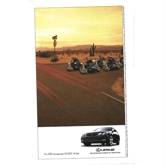 Lexus  300 Horsepower GS 400 Desert Motorcycles 2000s Print Ad - Picture 4 of 4